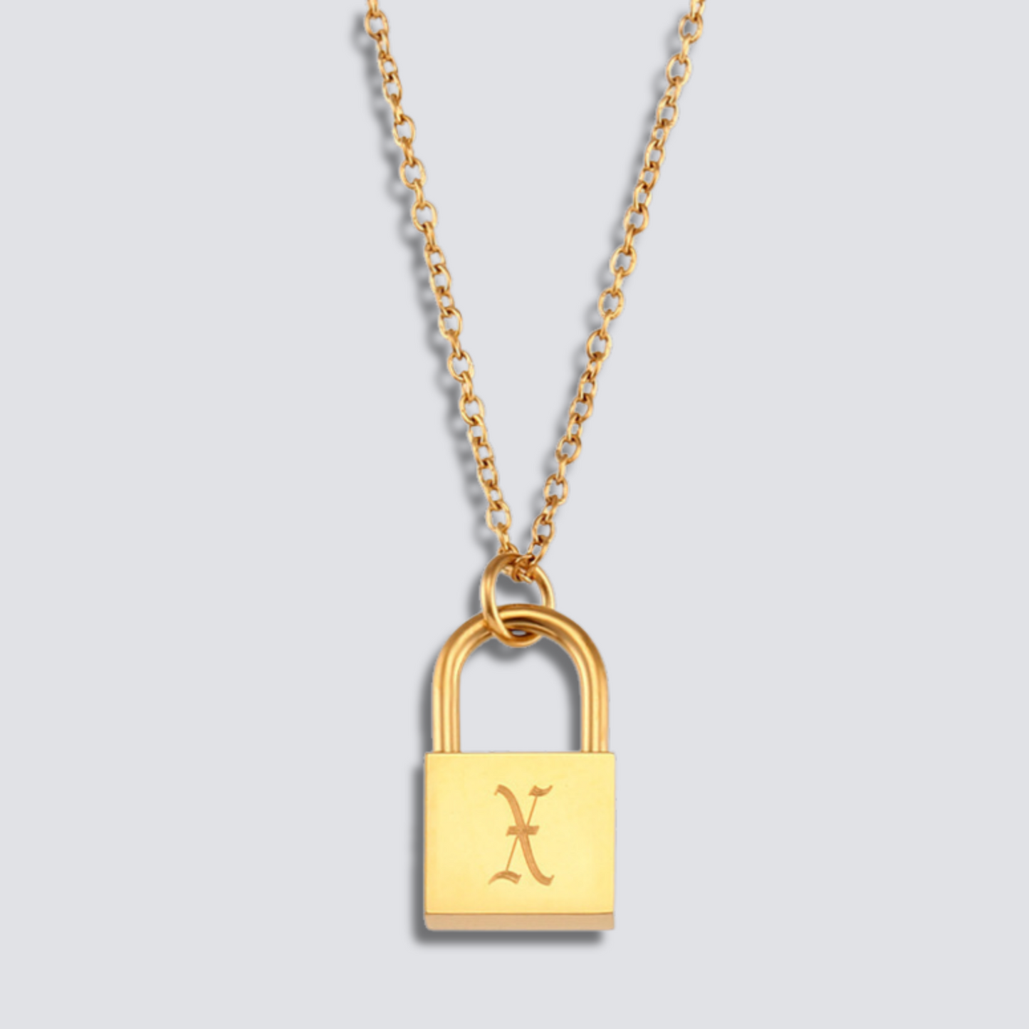 14K GOLD LOCK LETTER NECKLACE