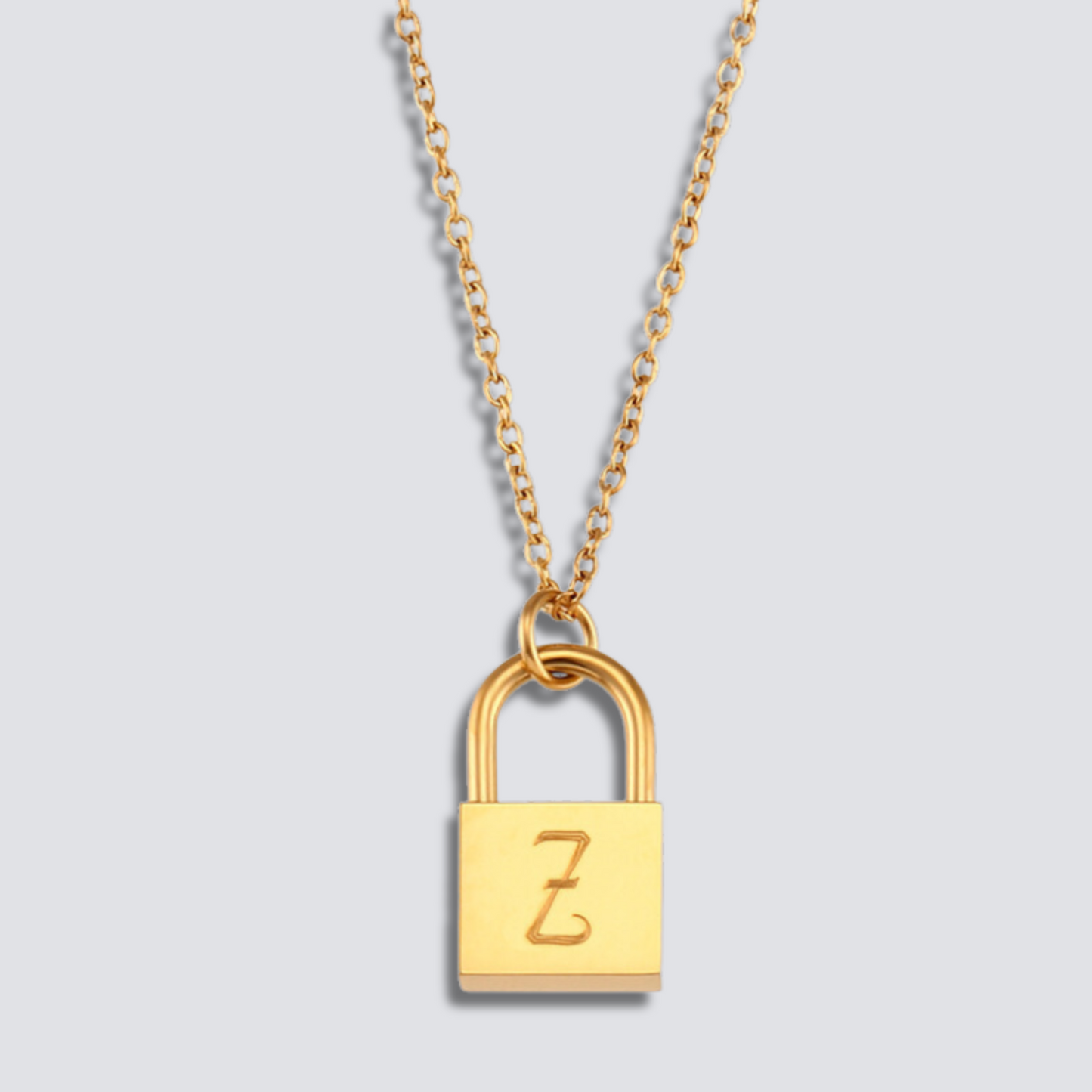 14K GOLD LOCK LETTER NECKLACE