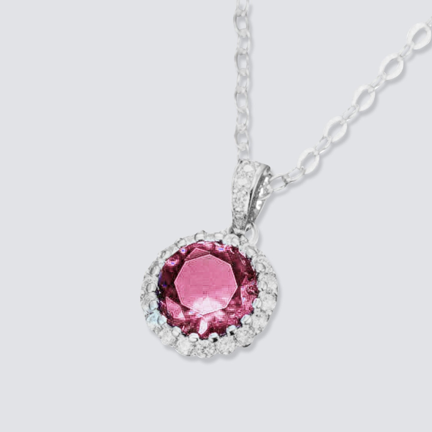 PINK SAPPHIRE HALO NECKLACE