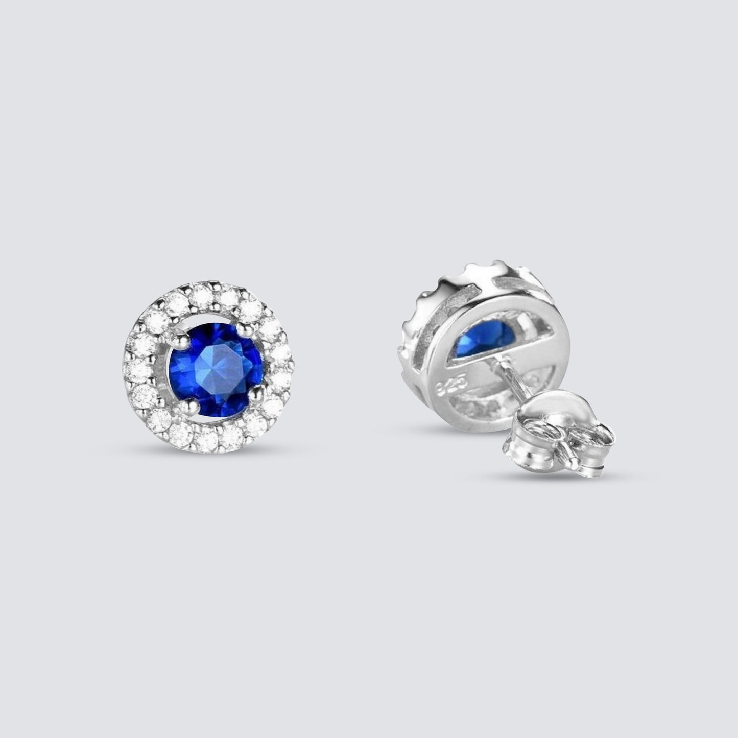 BLUE SAPPHIRE HALO EARRINGS