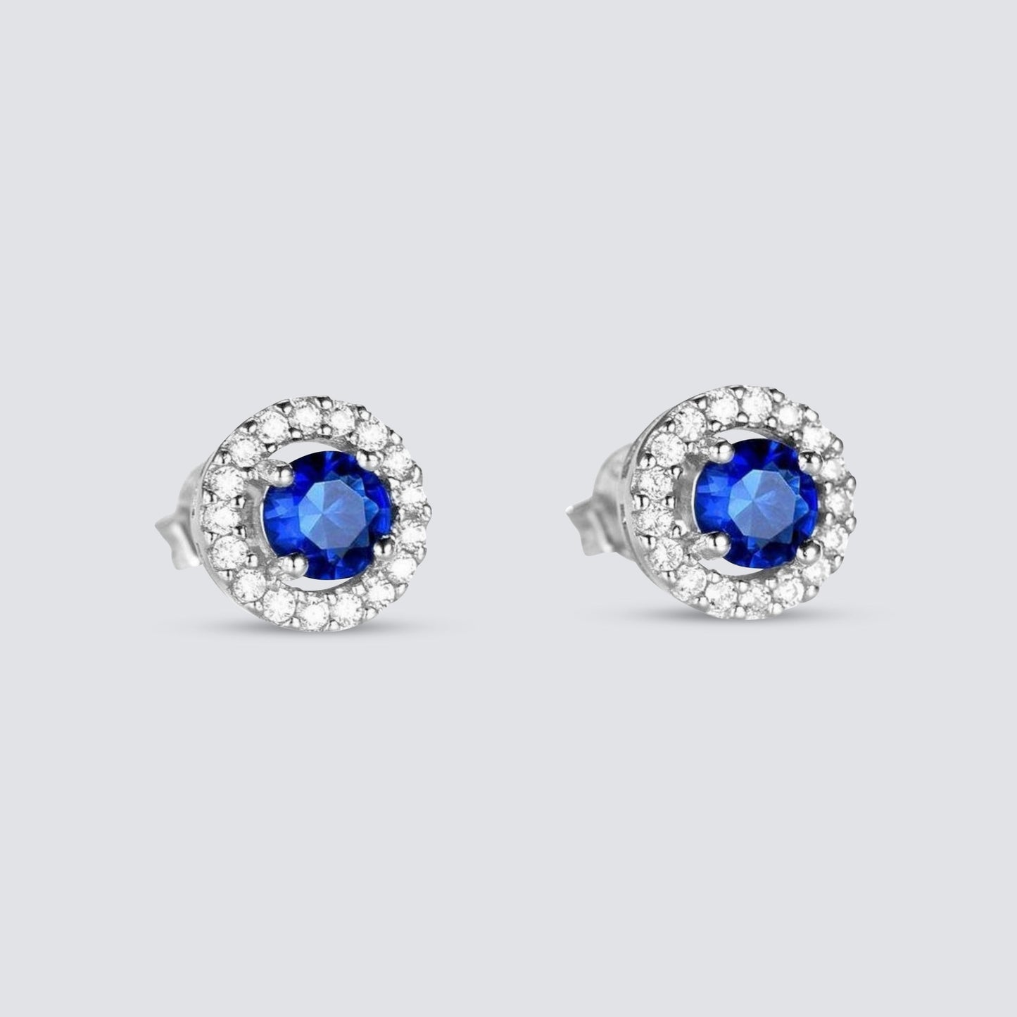 BLUE SAPPHIRE HALO EARRINGS