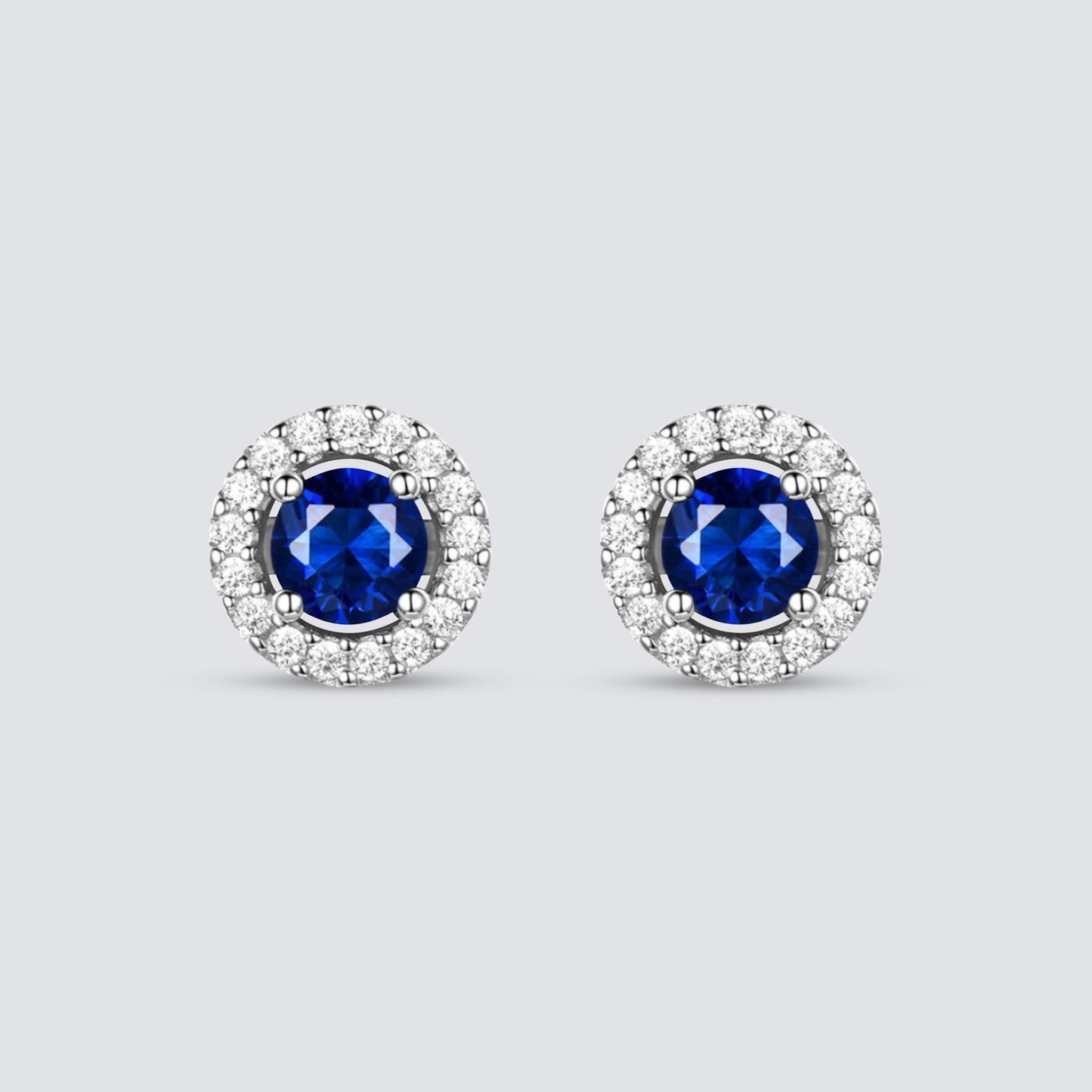 BLUE SAPPHIRE HALO EARRINGS