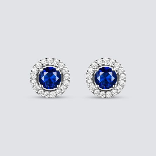 BLUE SAPPHIRE HALO EARRINGS