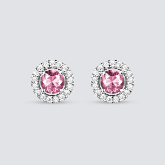 PINK SAPPHIRE HALO EARRINGS