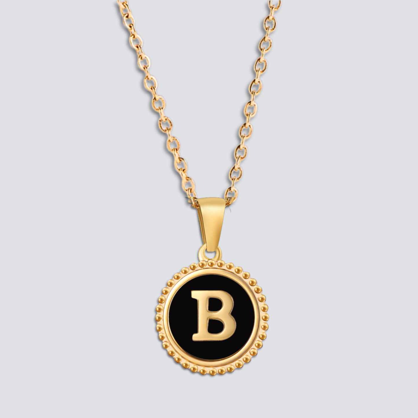 14K GOLD & BLACK ONYX LETTER NECKLACE