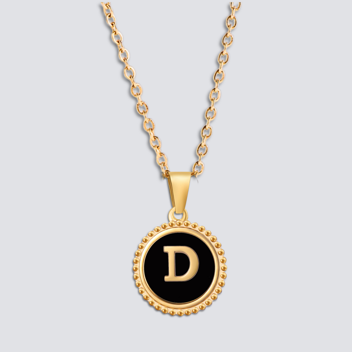 14K GOLD & BLACK ONYX LETTER NECKLACE