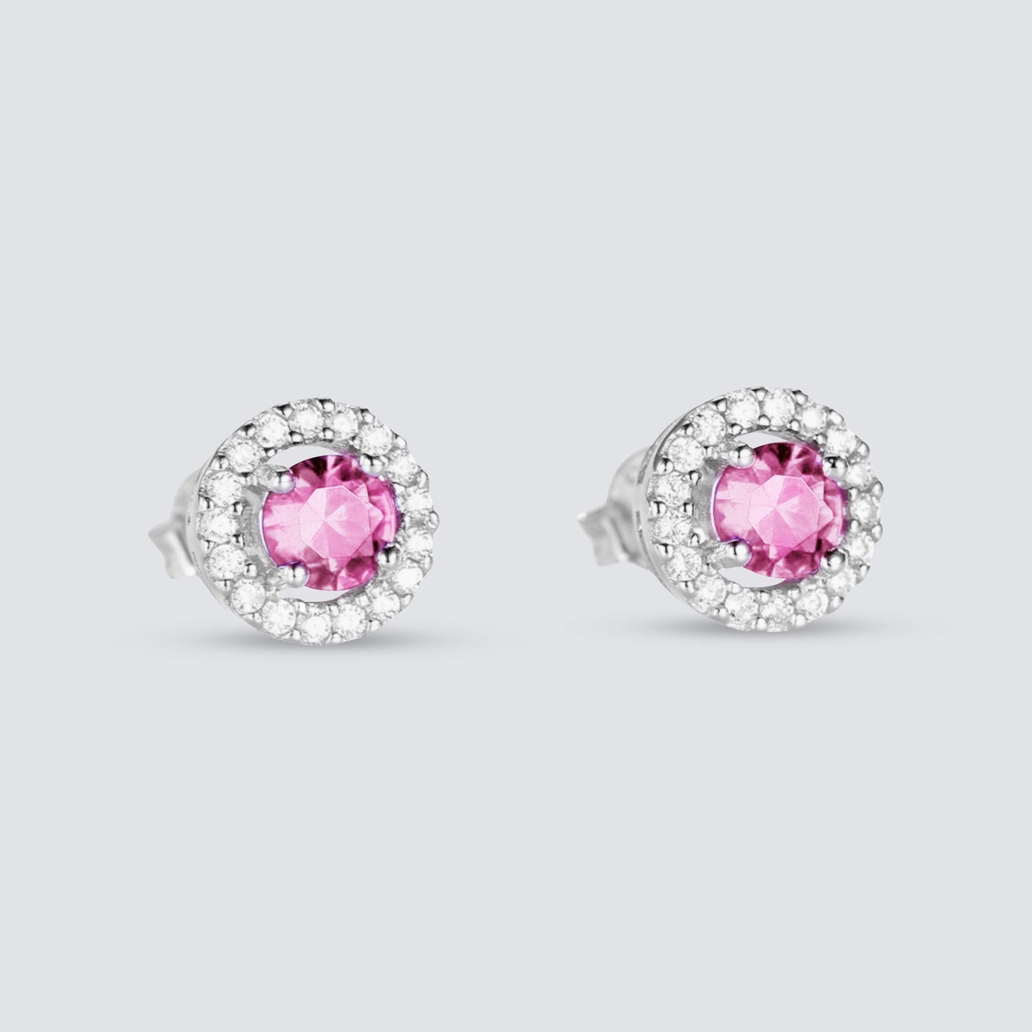 PINK SAPPHIRE HALO EARRINGS