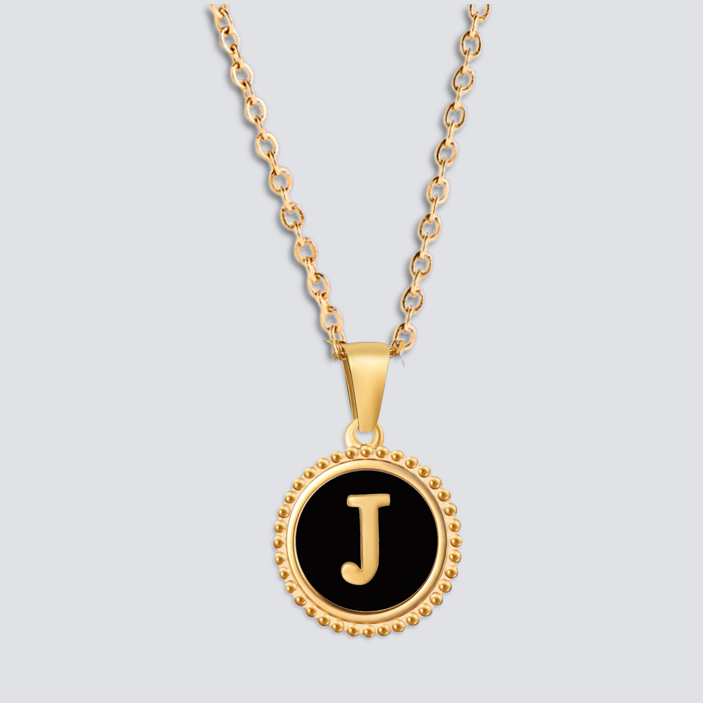 14K GOLD & BLACK ONYX LETTER NECKLACE