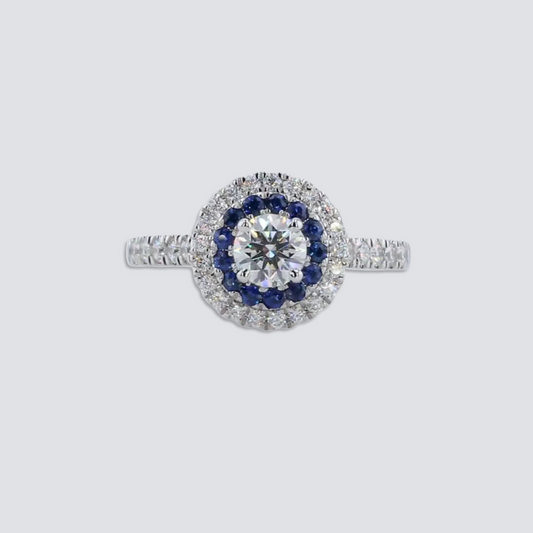 BLUE SAPPHIRE HALO RING