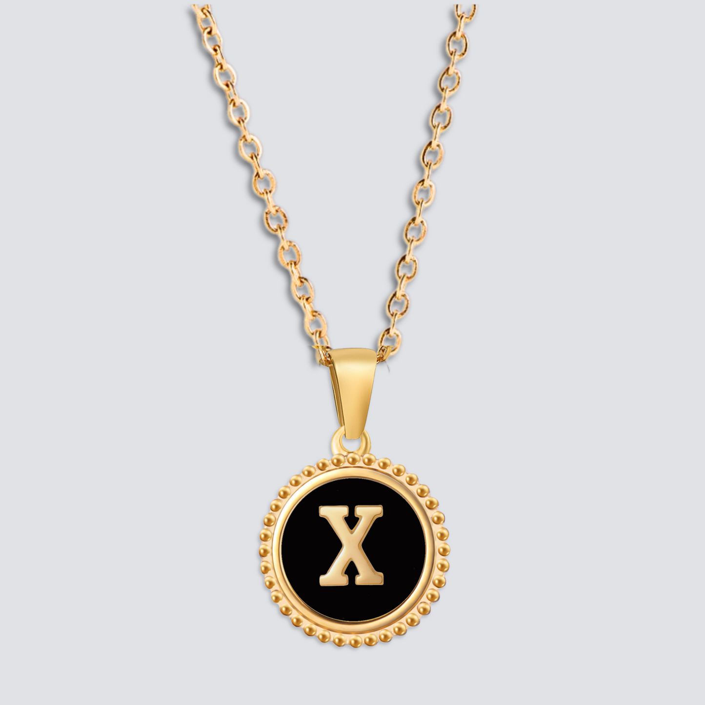 14K GOLD & BLACK ONYX LETTER NECKLACE