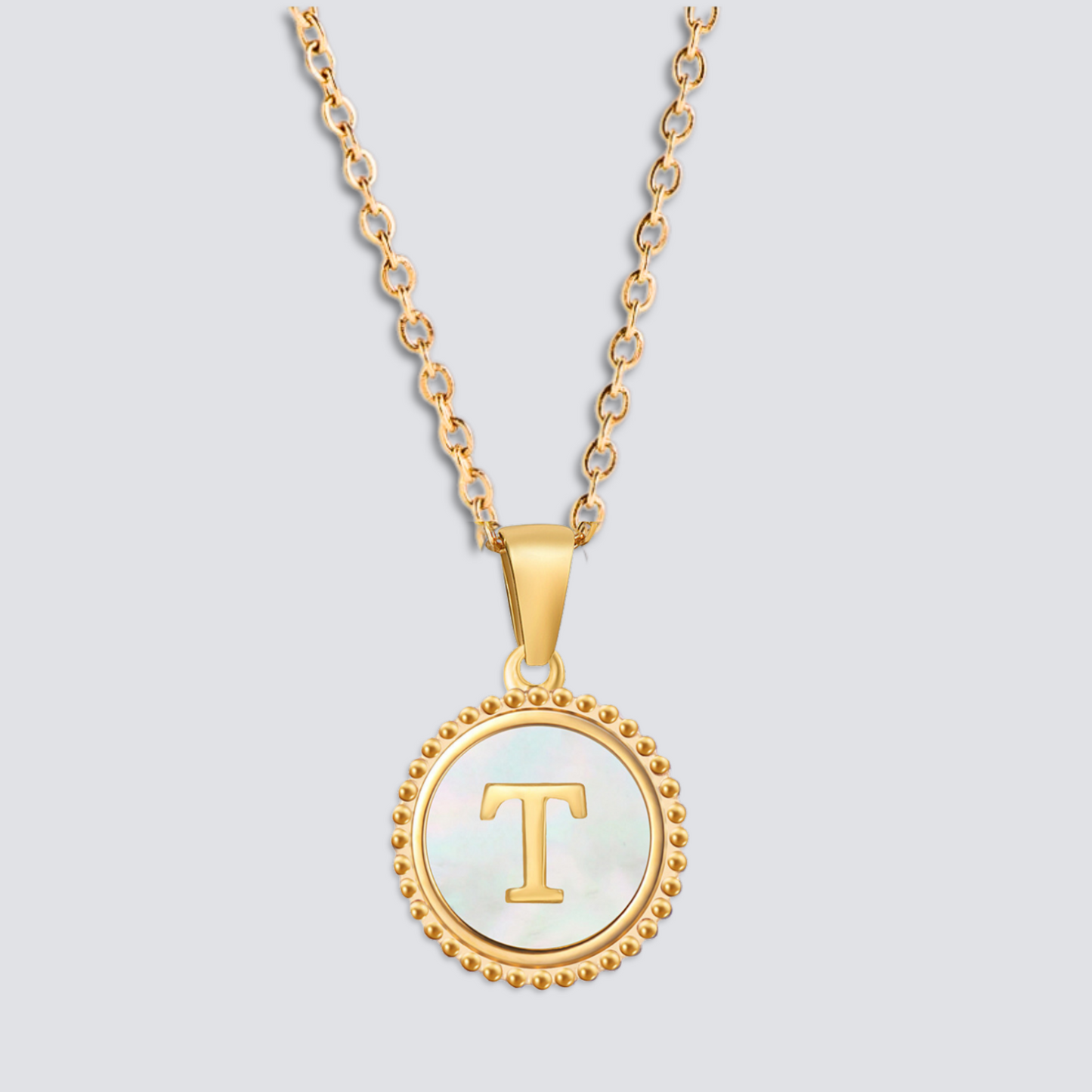 14K GOLD & WHITE PEARL LETTER NECKLACE