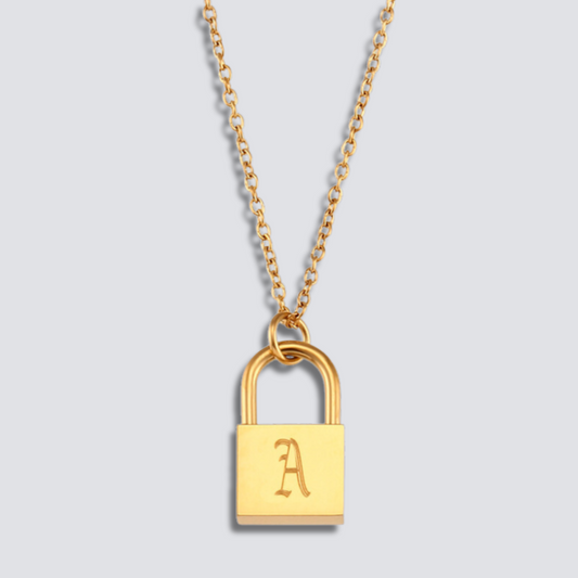 14K GOLD LOCK LETTER NECKLACE