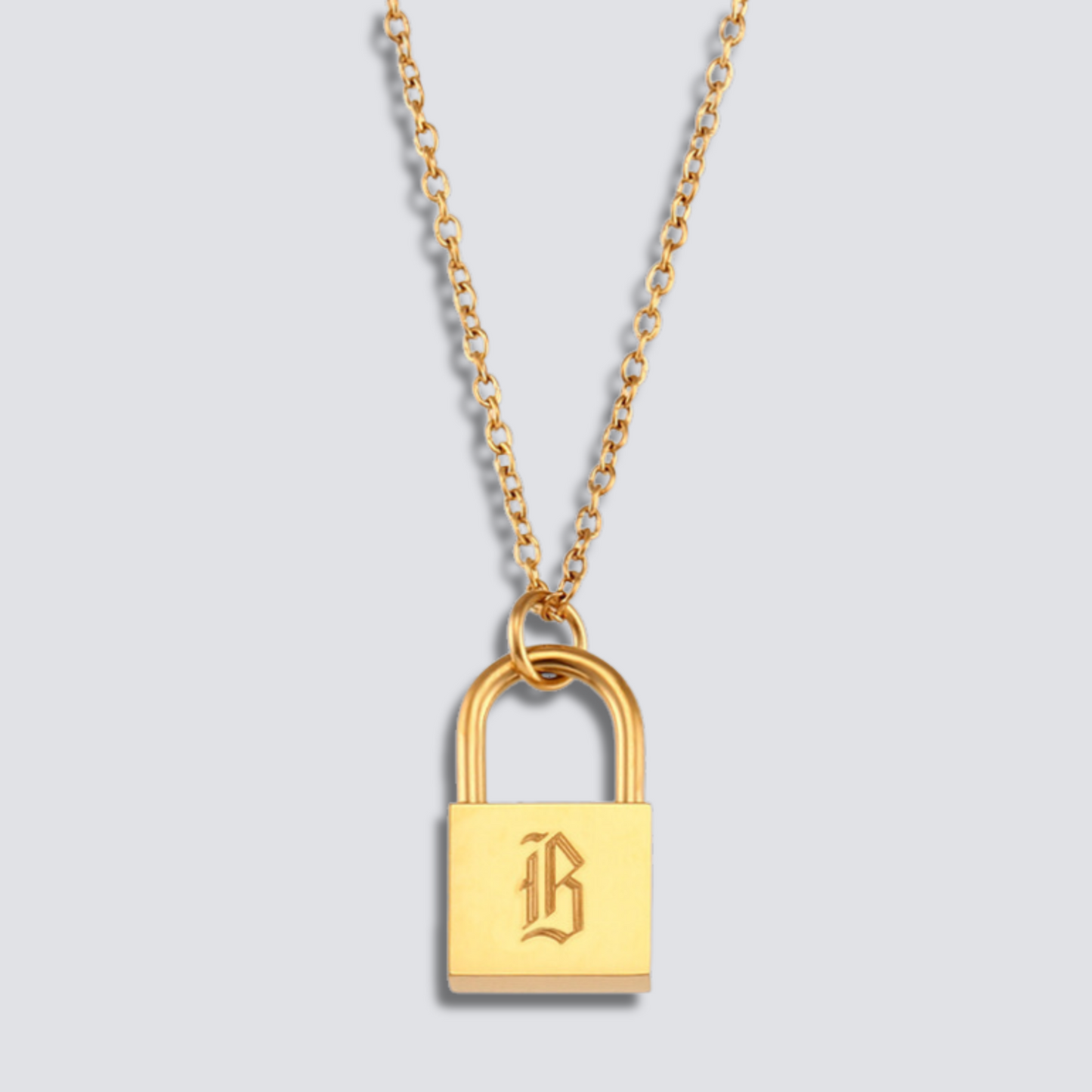 14K GOLD LOCK LETTER NECKLACE