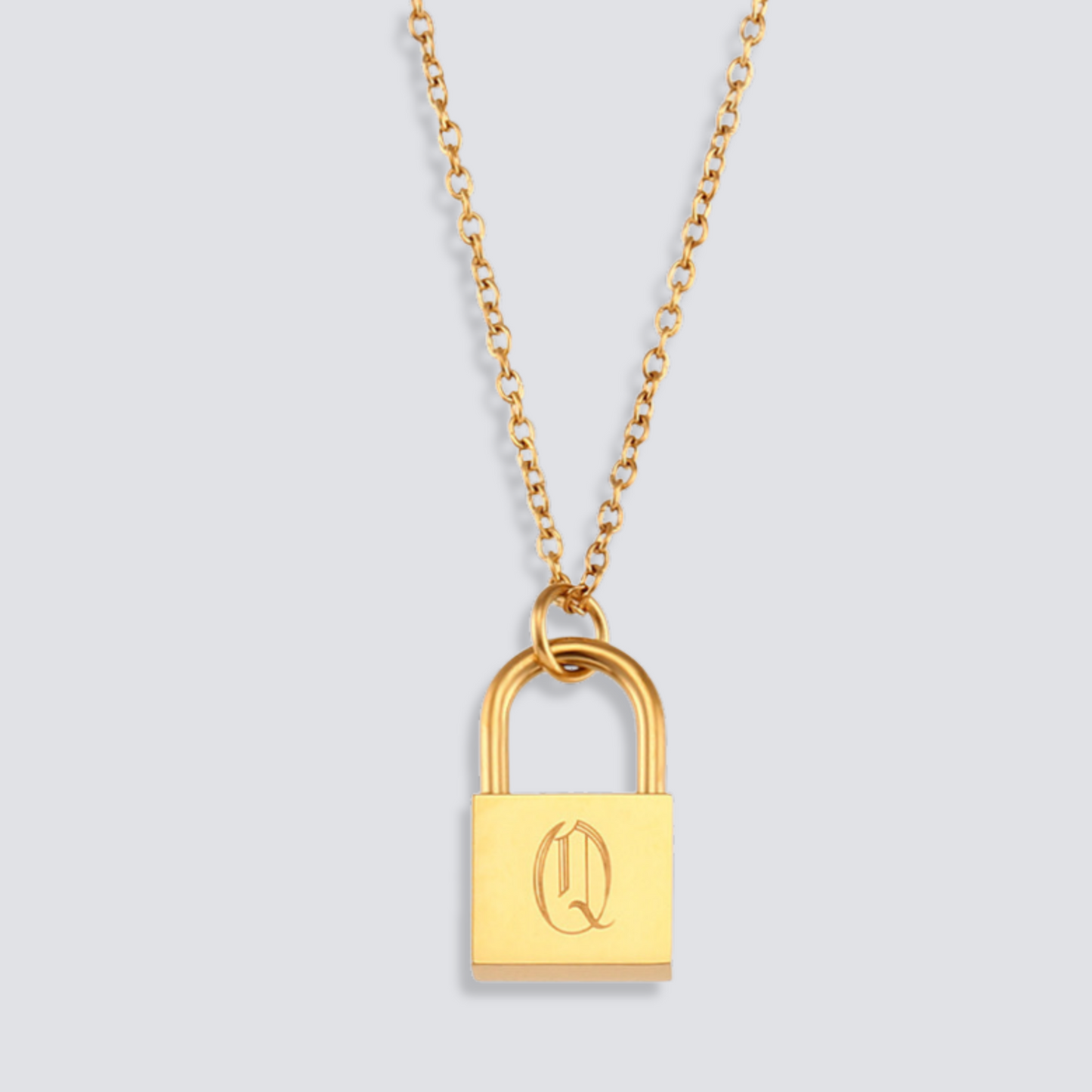 14K GOLD LOCK LETTER NECKLACE