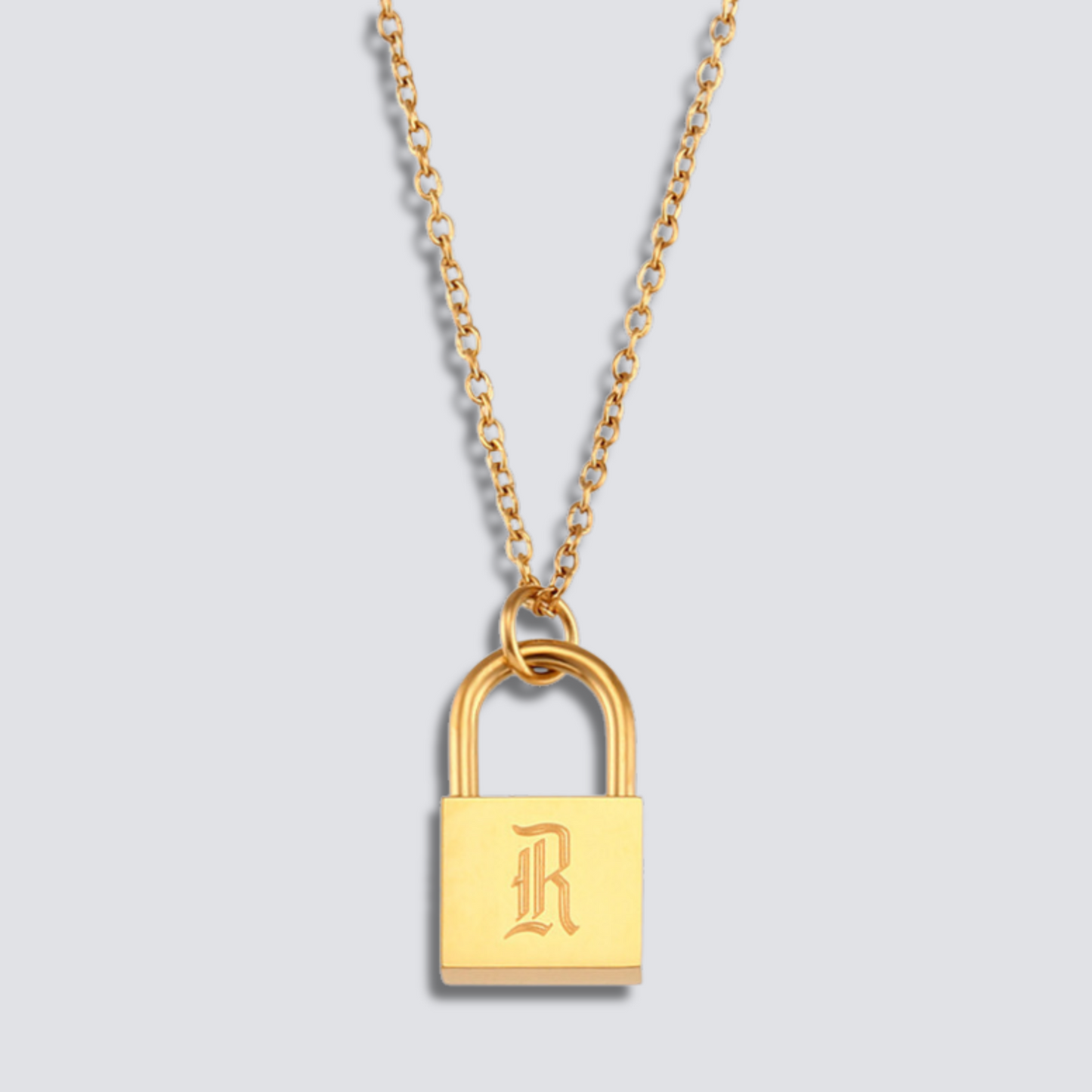 14K GOLD LOCK LETTER NECKLACE