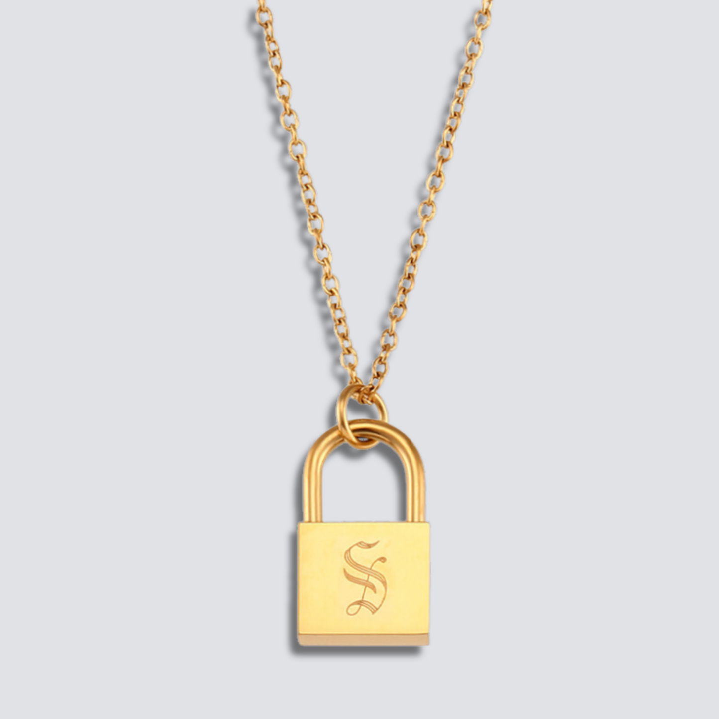 14K GOLD LOCK LETTER NECKLACE