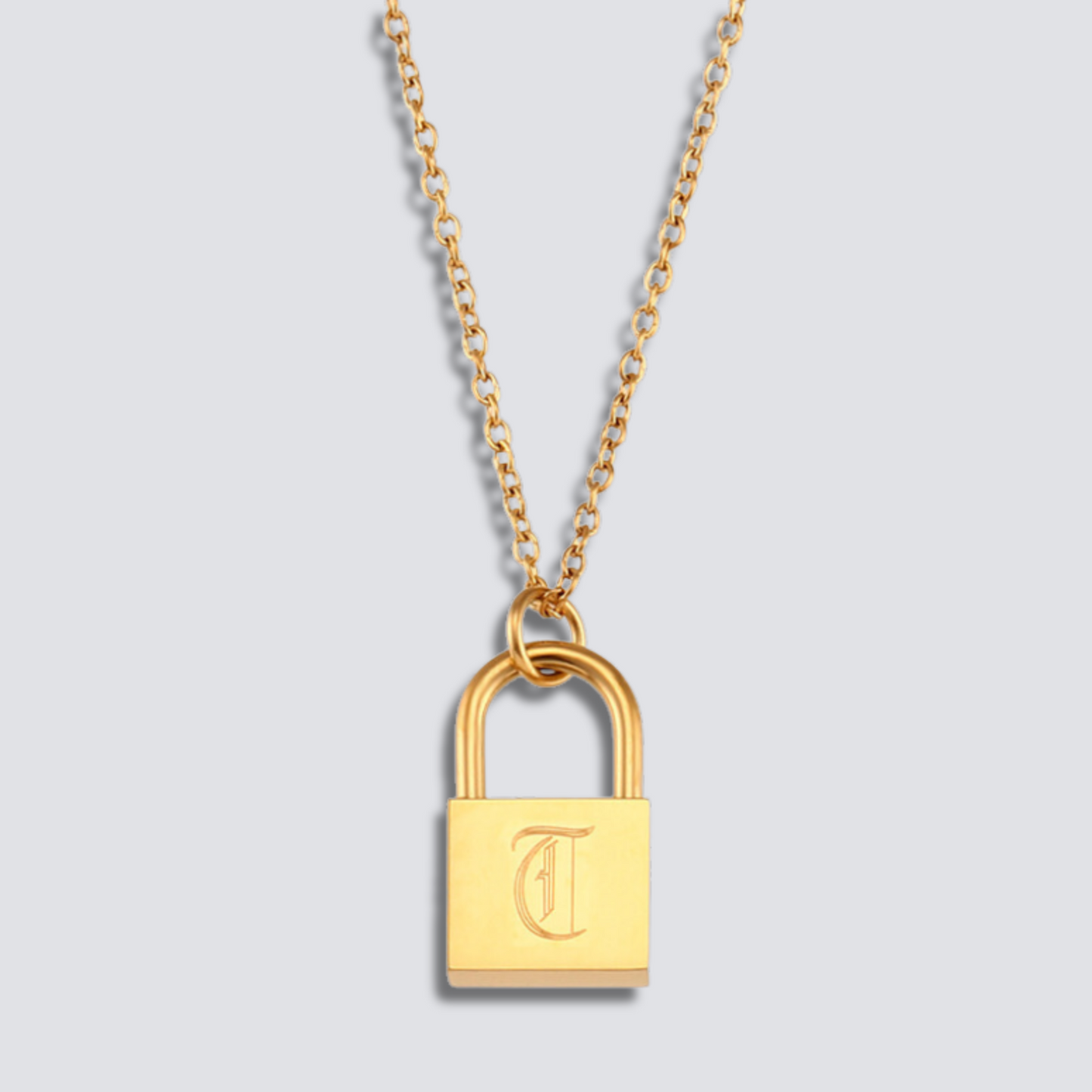 14K GOLD LOCK LETTER NECKLACE