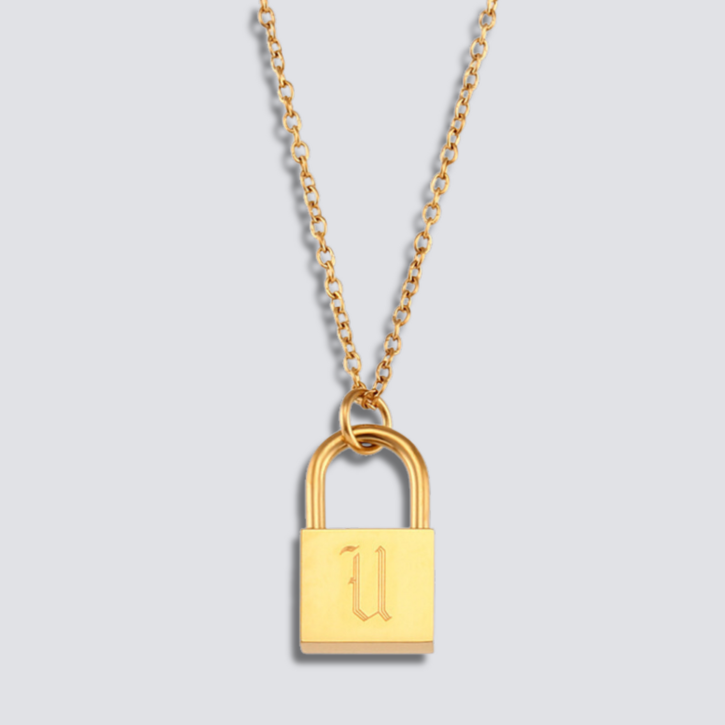 14K GOLD LOCK LETTER NECKLACE