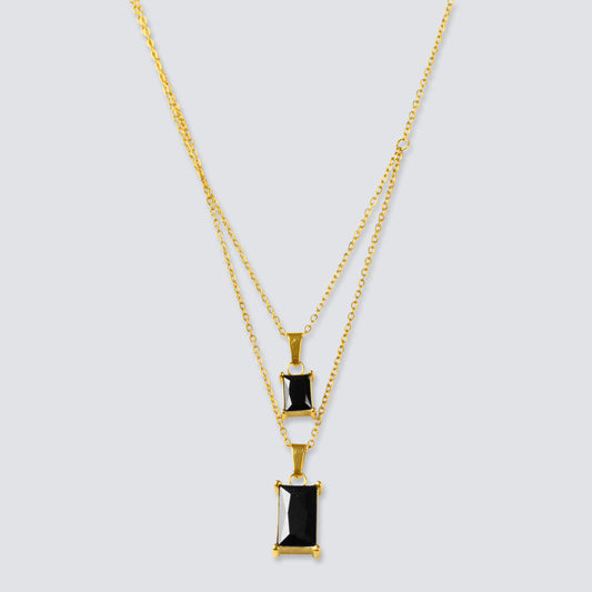 LIYA LAYERED NECKLACE | BLACK ONYX