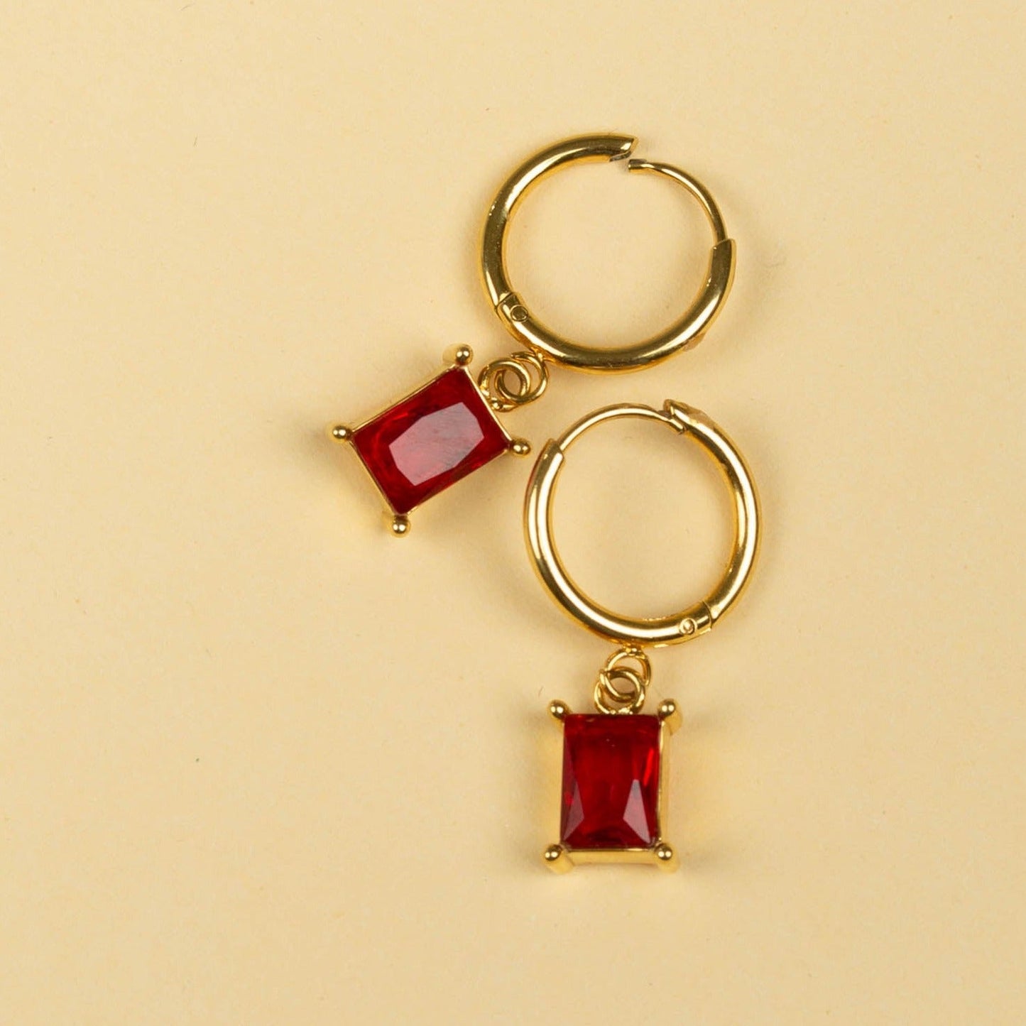 RUBY HOOP EARRINGS