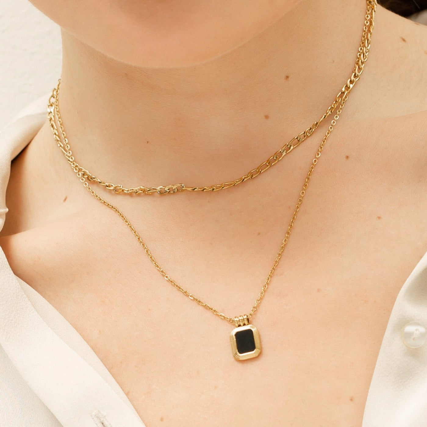 CHIARA LAYERED NECKLACE | BLACK ONYX