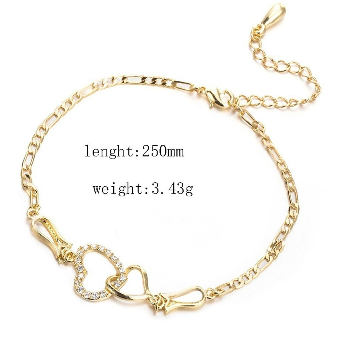 Double Heart Anklet Women