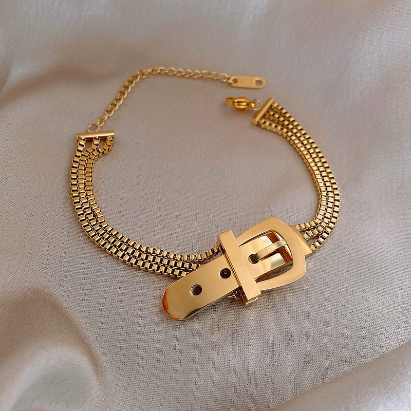 Stainless Steel Layered Golden Bracelet