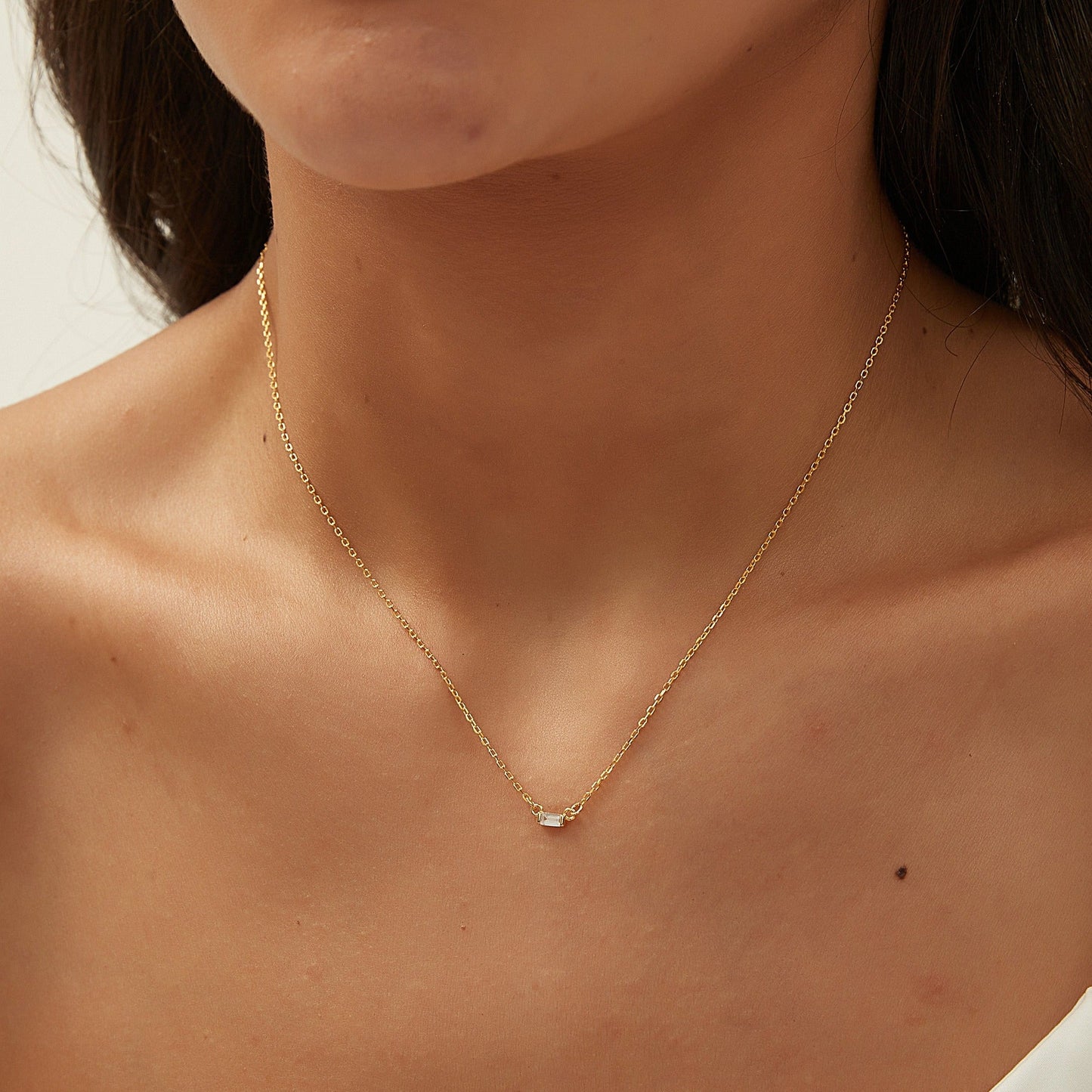 SASKIA BAGUETTE NECKLACE | GOLD