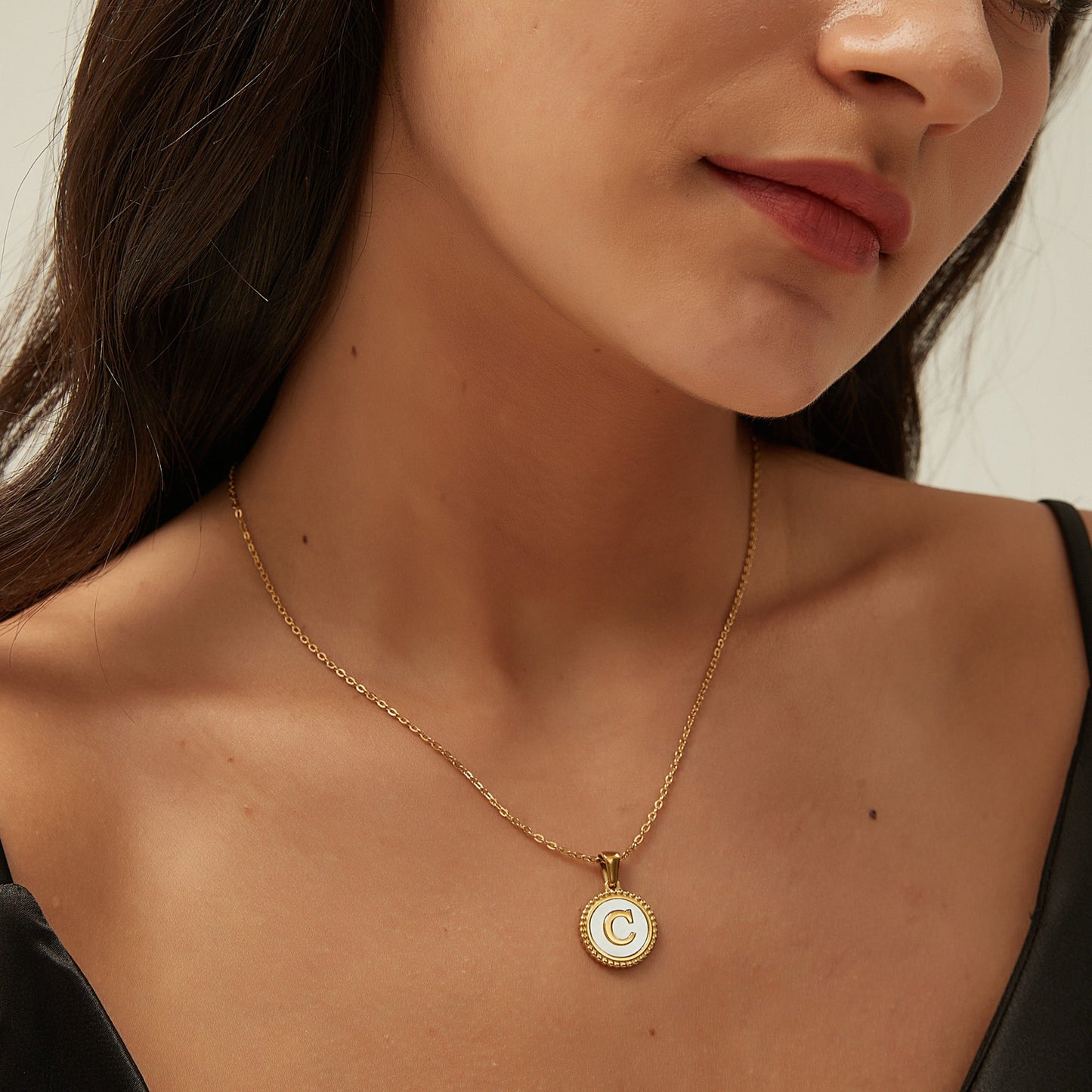 14K GOLD & WHITE PEARL LETTER NECKLACE