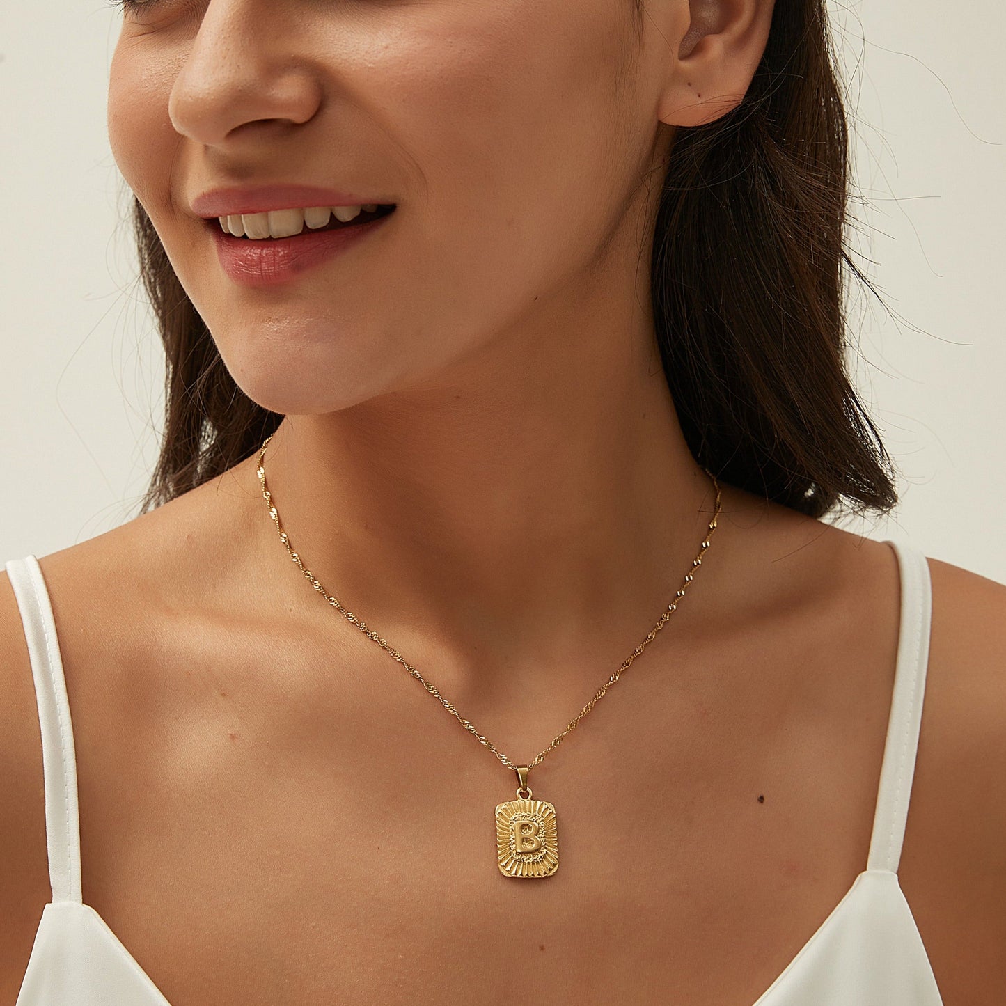 14K GOLD SQUARE LETTER NECKLACE