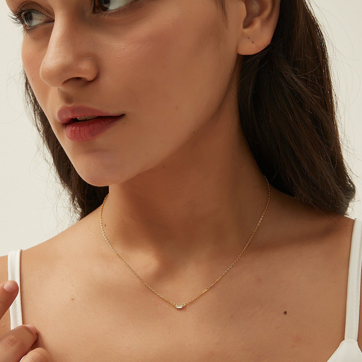 SASKIA BAGUETTE NECKLACE | GOLD