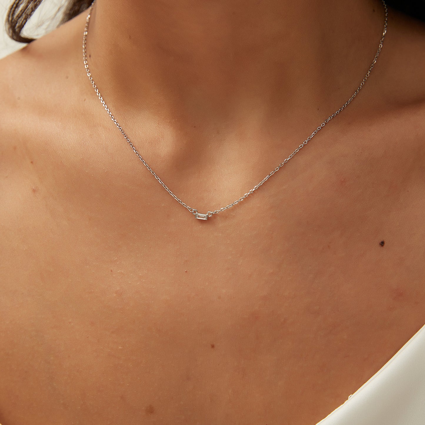 SASKIA BAGUETTE NECKLACE | SILVER