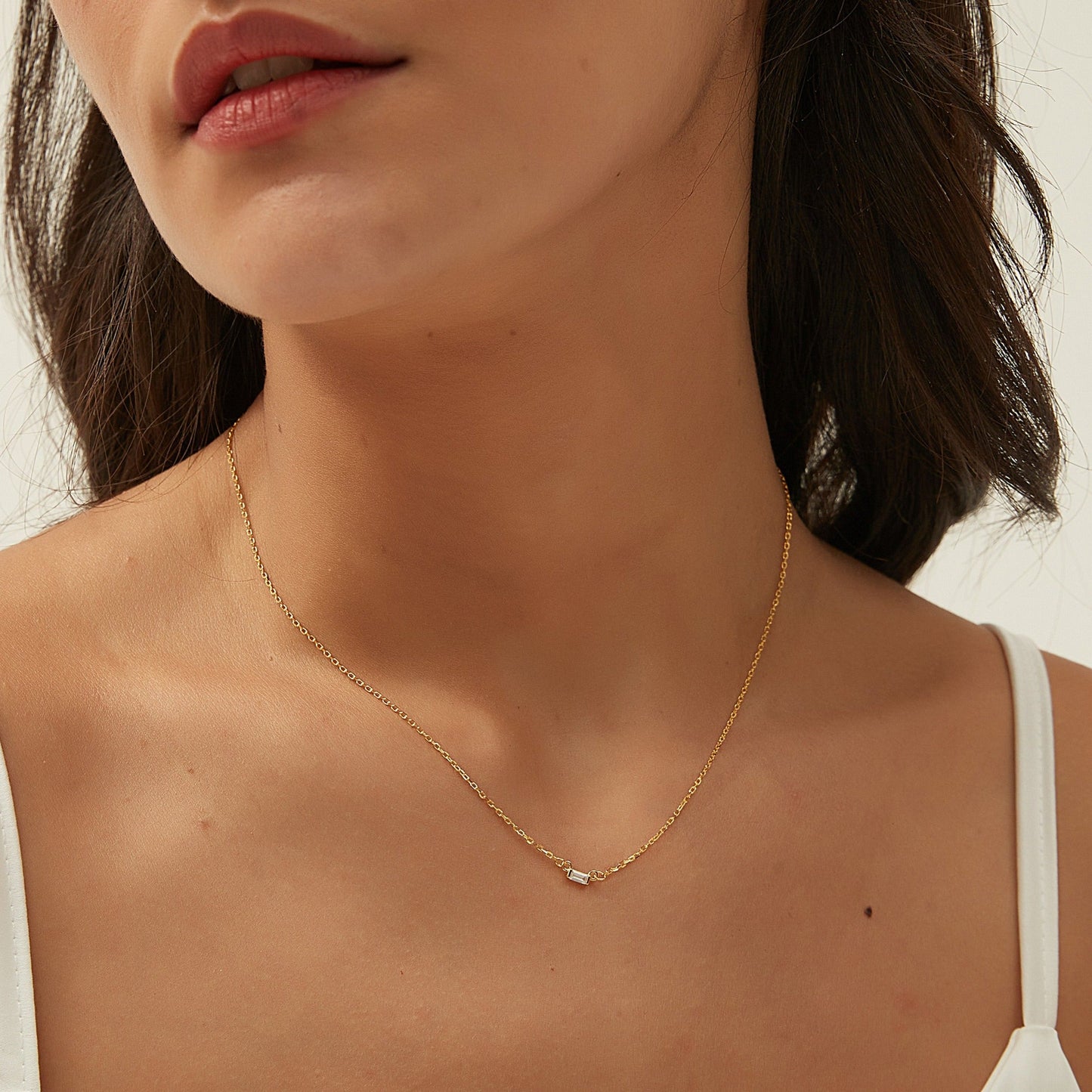 SASKIA BAGUETTE NECKLACE | GOLD