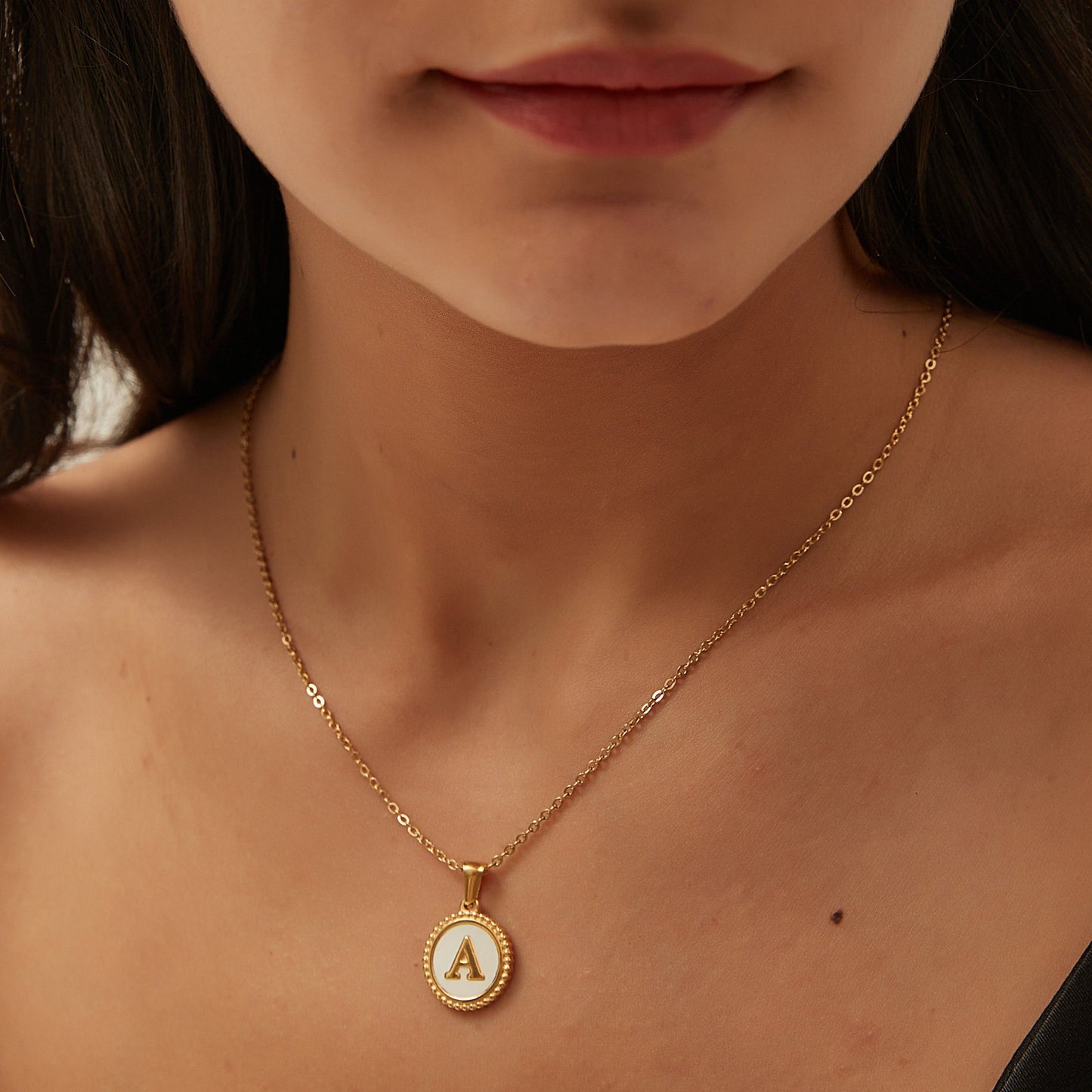 14K GOLD & WHITE PEARL LETTER NECKLACE