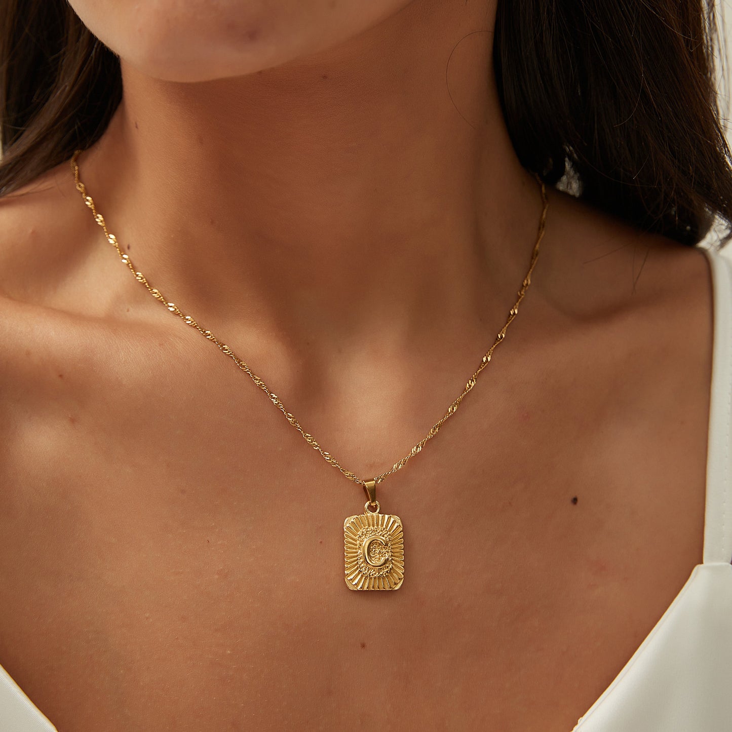 14K GOLD SQUARE LETTER NECKLACE