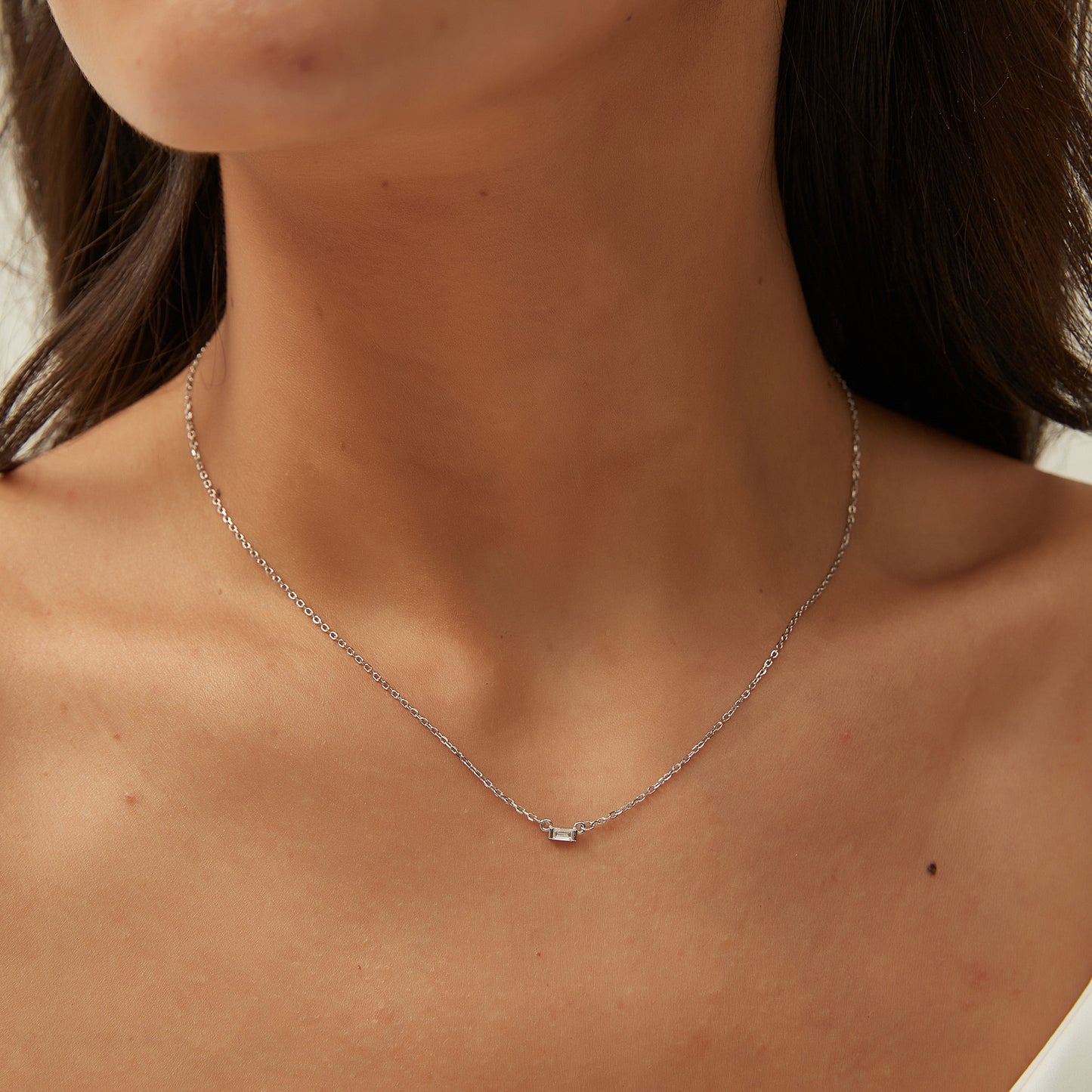 SASKIA BAGUETTE NECKLACE | SILVER