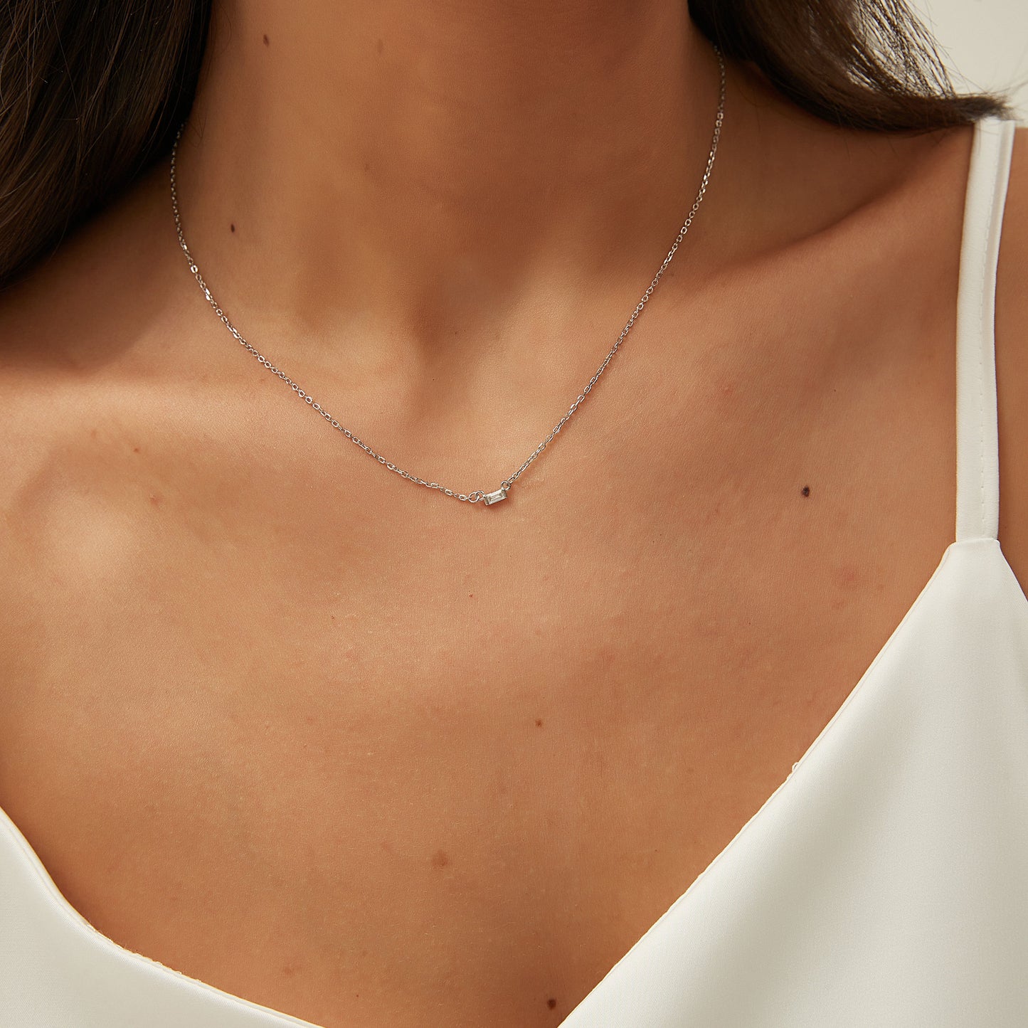 SASKIA BAGUETTE NECKLACE | SILVER