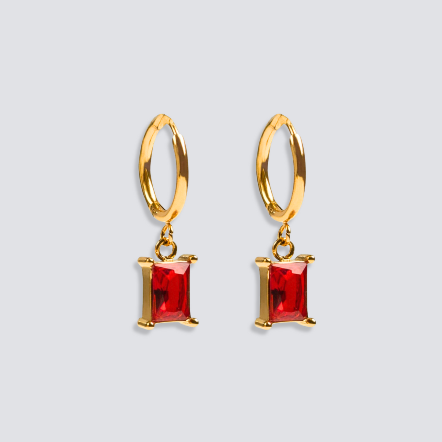 RUBY HOOP EARRINGS