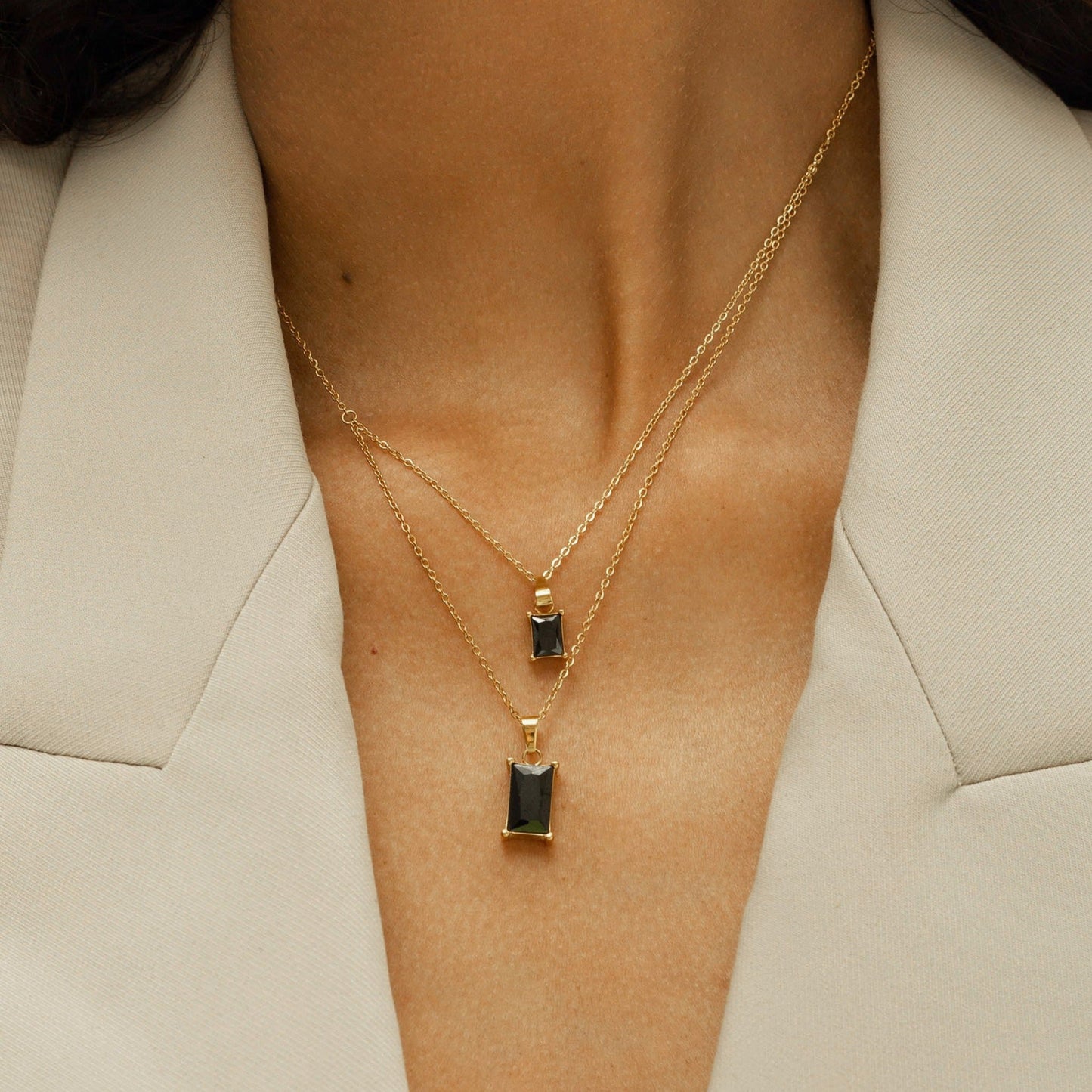 LIYA LAYERED NECKLACE | BLACK ONYX