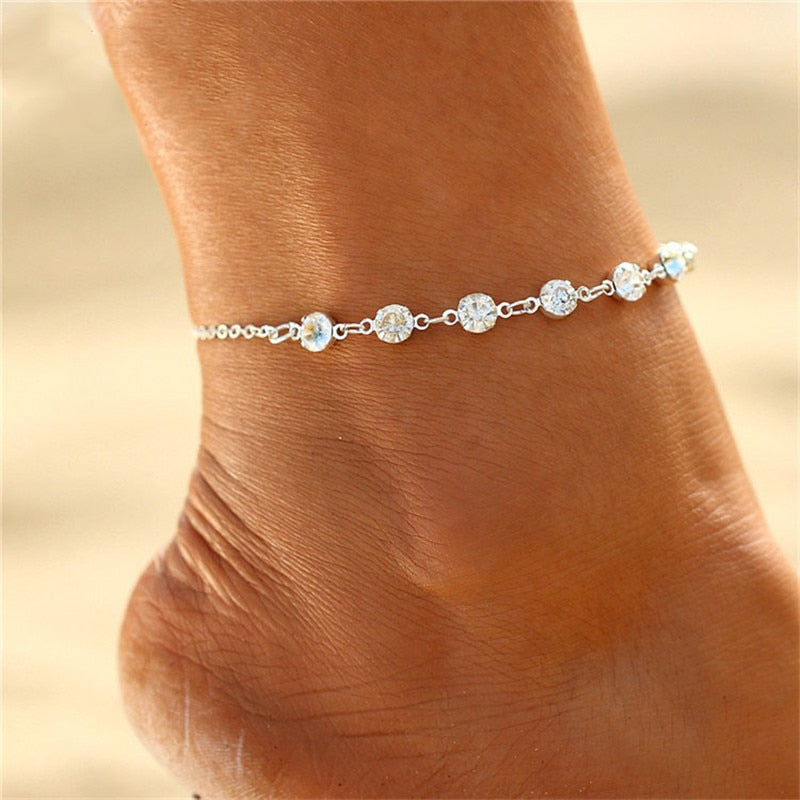 Rhinestone Chain Women Anklets