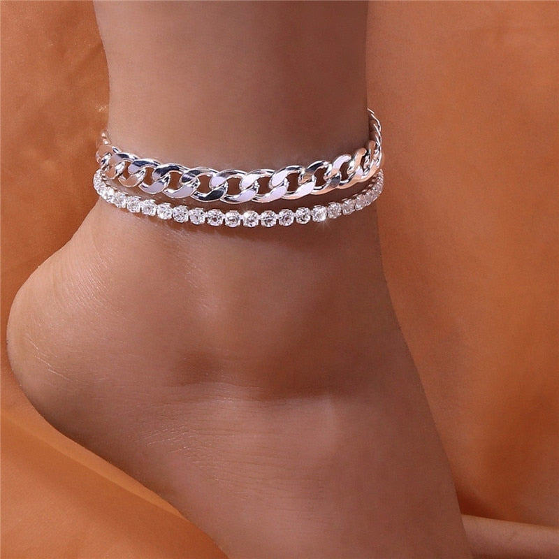 Rhinestone Chain Women Anklets