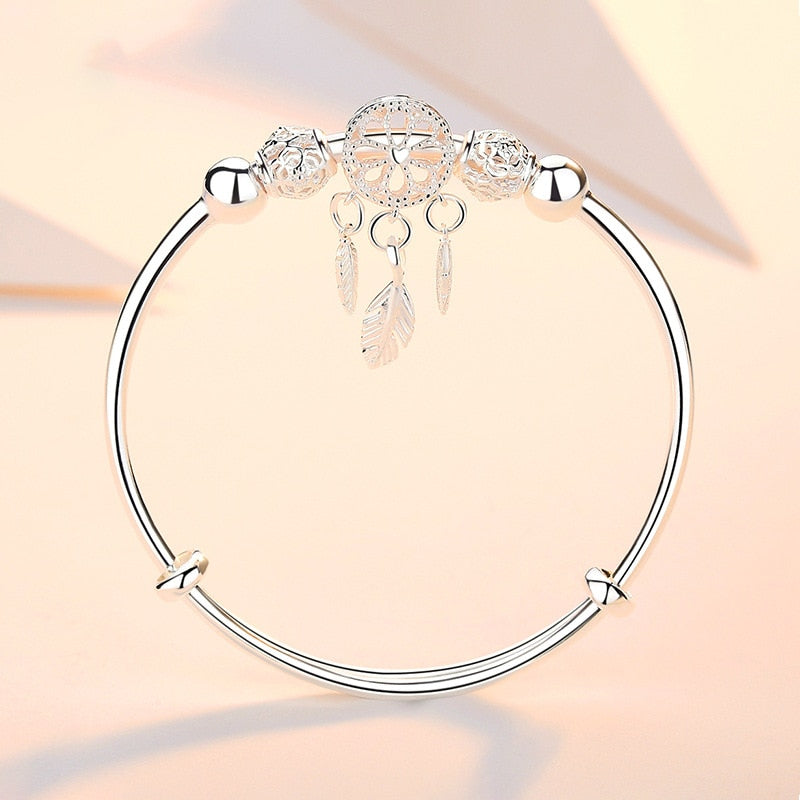 Adjustable Silver Dreamcatcher Bracelet