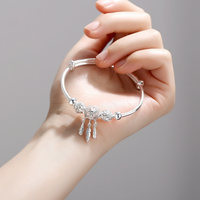 Adjustable Silver Dreamcatcher Bracelet