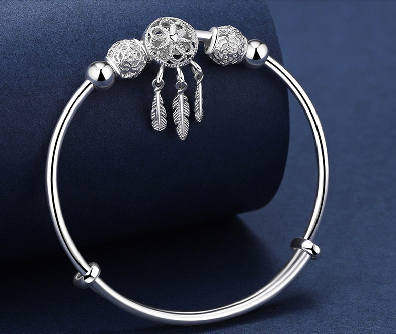 Adjustable Silver Dreamcatcher Bracelet