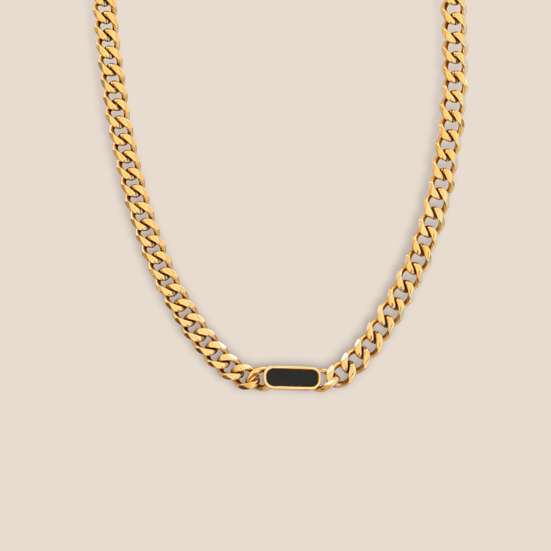 CHIARA CUBAN CHAIN NECKLACE | BLACK ONYX