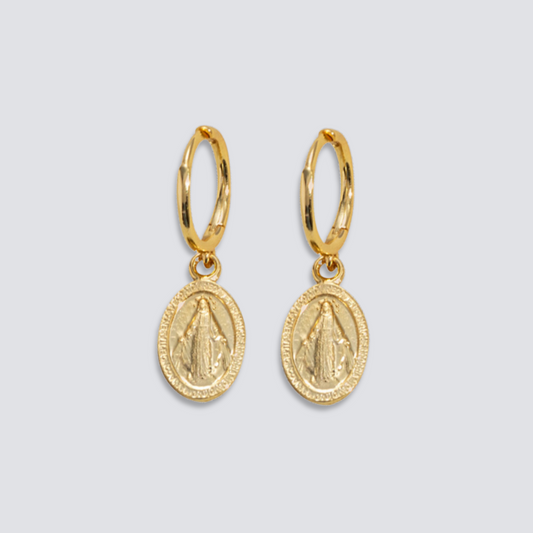 VIRGIN MARY HOOP EARRINGS