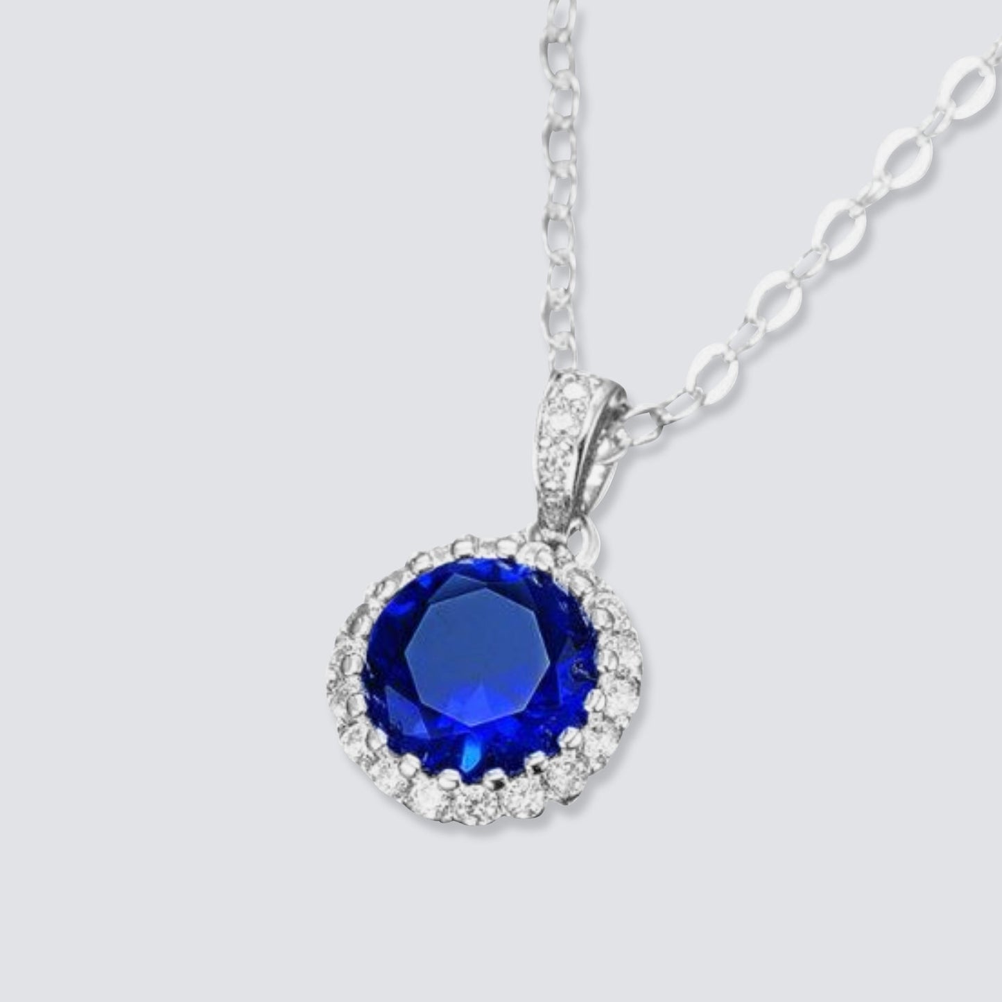 BLUE SAPPHIRE HALO NECKLACE