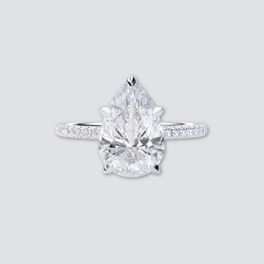 PEAR CUT DIAMOND RING | SILVER