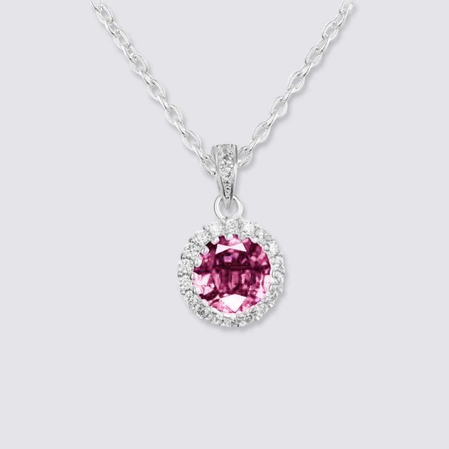 PINK SAPPHIRE HALO NECKLACE