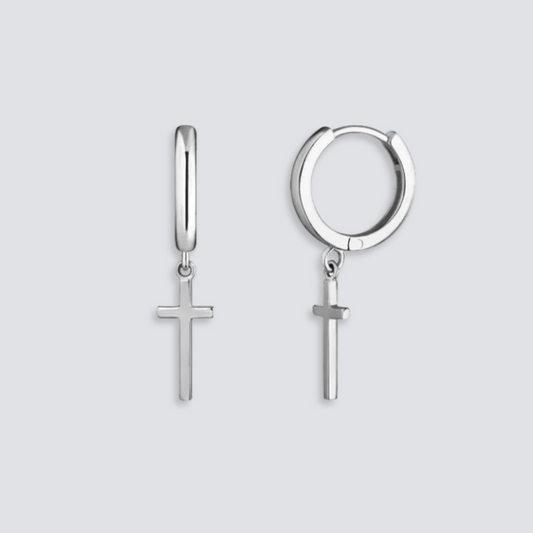 925 STERLING SILVER FAITH CROSS EARRINGS